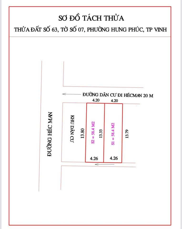 Bán đất Khối 6 - Phường Hưng Phúc - Thành Phố Vinh - Nghệ An