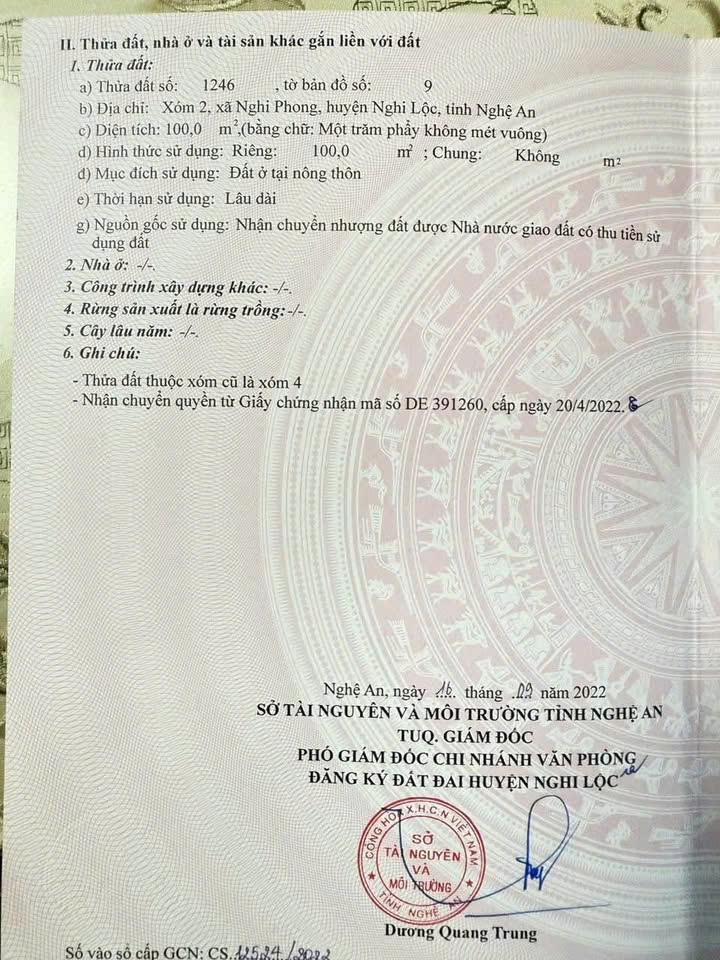 Bán lô đất xóm 2 - Xã Nghi Phong - Huyện Nghi Lộc - Nghệ An