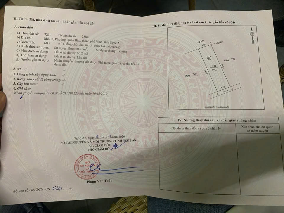 Bán lô đất Khối 8 - Phường Quân Bầu - Thành Phố Vinh - Nghệ An