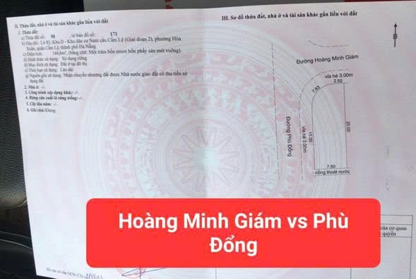 Siêu hiếm- Bán đất 2 mặt tiền Phù Đổng - Hoàng Minh Giám Hòa Xuân - Cẩm Lệ - Đà Nẵng